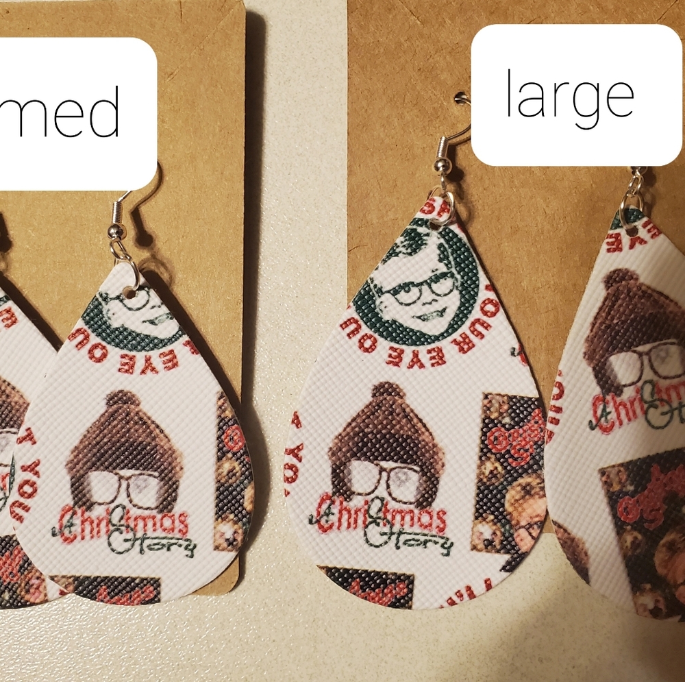 Christmas Story faux leather earrings